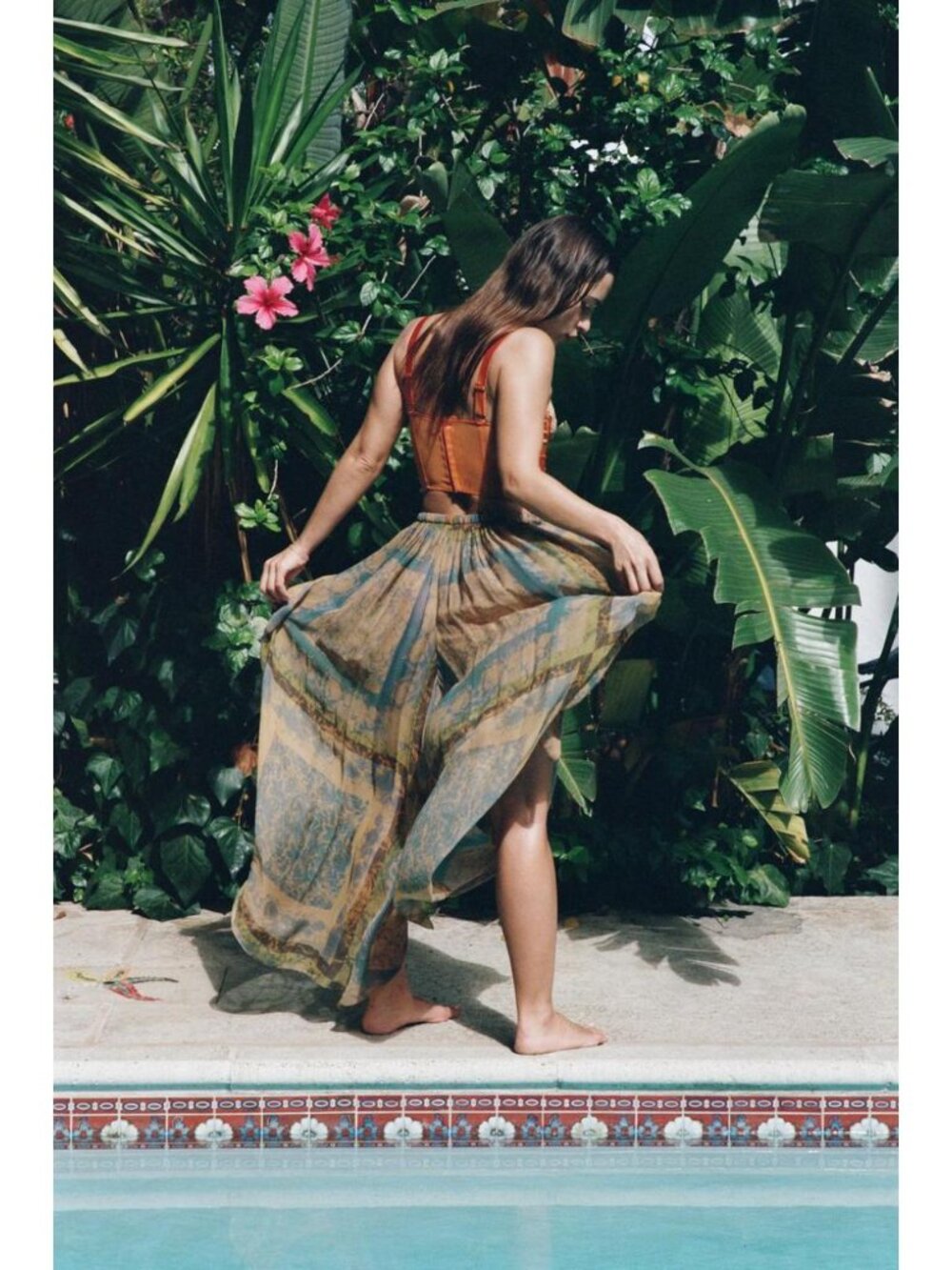 ZARA PRINTED VOLUME PANTS WITH VENTS